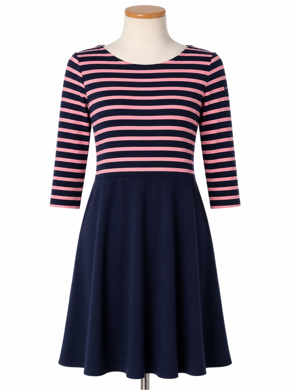 Polo Ralph Lauren Girls XL 16 Navy Pink Striped Fit & Flare Dress